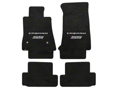 Lloyd Velourtex Front and Rear Floor Mats with Camaro and Silver SS Logo; Black (16-24 Camaro)