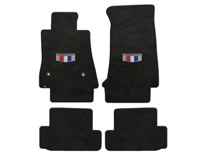 Lloyd Velourtex Front and Rear Floor Mats with Camaro Shield Logo; Black (16-24 Camaro)