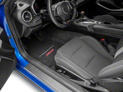 Lloyd Velourtex Front Floor Mats with Camaro and Red SS Logo; Black (16-24 Camaro)