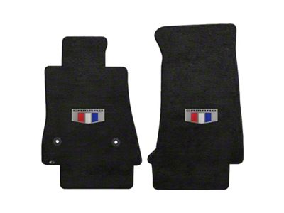 Lloyd Velourtex Front Floor Mats with Camaro Shield Logo; Black (16-24 Camaro)