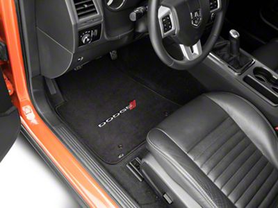 Lloyd Ultimat Front and Rear Floor Mats with Dodge Logo; Black (11-23 Challenger, Excluding AWD)