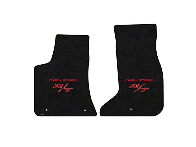 Lloyd Velourtex Front Floor Mats with Challenger and Red RT Logo; Black (17-23 AWD Challenger)