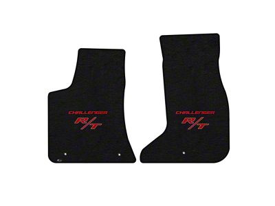 Lloyd Velourtex Front Floor Mats with Challenger and Red RT Logo; Black (17-23 AWD Challenger)