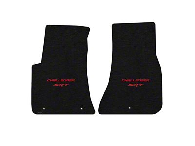 Lloyd Velourtex Front Floor Mats with Challenger and Red SRT Logo; Black (11-23 Challenger, Excluding AWD)