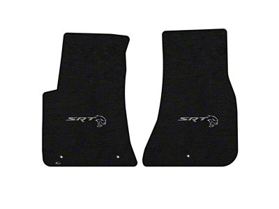 Lloyd Velourtex Front Floor Mats with Dodge Hellcat Redeye Logo; Black (11-23 Challenger, Excluding AWD)