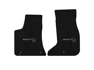 Lloyd Velourtex Front Floor Mats with Dodge Hellcat Redeye Logo; Black (17-23 AWD Challenger)