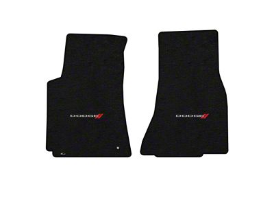 Lloyd Velourtex Front Floor Mats with Dodge and Stripes Logo; Black (08-10 Challenger)