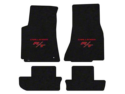 Lloyd Velourtex Front and Rear Floor Mats with Challenger and Red RT Logo; Black (08-10 Challenger)