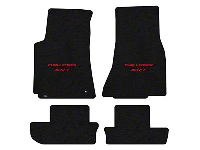 Lloyd Velourtex Front and Rear Floor Mats with Challenger and Red SRT Logo; Black (08-10 Challenger)