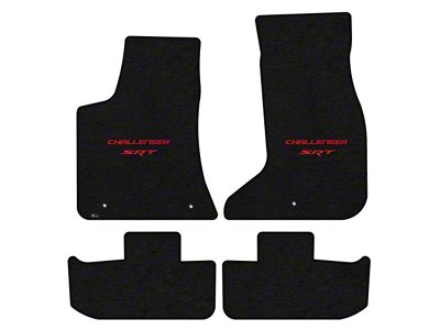 Lloyd Velourtex Front and Rear Floor Mats with Challenger and Red SRT Logo; Black (17-23 AWD Challenger)