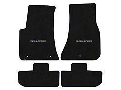 Lloyd Velourtex Front and Rear Floor Mats with Challenger Silver Logo; Black (11-23 Challenger, Excluding AWD)