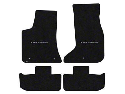 Lloyd Velourtex Front and Rear Floor Mats with Challenger Silver Logo; Black (17-23 AWD Challenger)