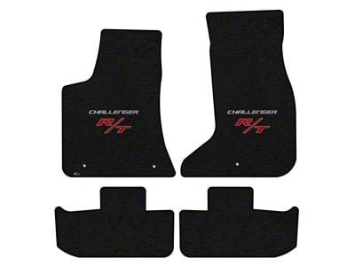 Lloyd Velourtex Front and Rear Floor Mats with Challenger and Silver RT Logo; Black (17-23 AWD Challenger)