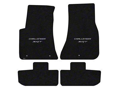 Lloyd Velourtex Front and Rear Floor Mats with Challenger and Silver SRT Logo; Black (11-23 Challenger, Excluding AWD)