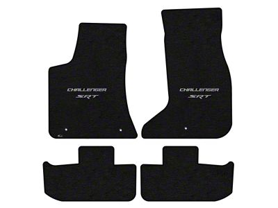 Lloyd Velourtex Front and Rear Floor Mats with Challenger and Silver SRT Logo; Black (17-23 AWD Challenger)