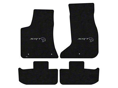 Lloyd Velourtex Front and Rear Floor Mats with Dodge Hellcat Redeye Logo; Black (17-23 AWD Challenger)