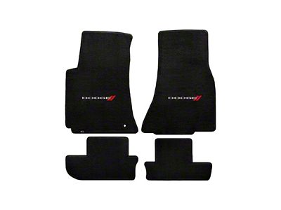 Lloyd Velourtex Front and Rear Floor Mats with Dodge Logo; Black (08-10 Challenger)