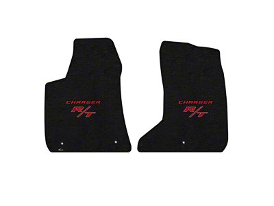 Lloyd Velourtex Front Floor Mats with Red R/T Logo; Black (11-23 AWD Charger)