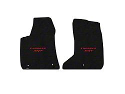 Lloyd Velourtex Front Floor Mats with Red SRT Logo; Black (11-23 AWD Charger)