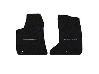 Lloyd Velourtex Front Floor Mats with Silver Charger Logo; Black (11-23 AWD Charger)