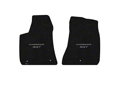 Lloyd Velourtex Front Floor Mats with Silver SRT Logo; Black (11-23 RWD Charger)