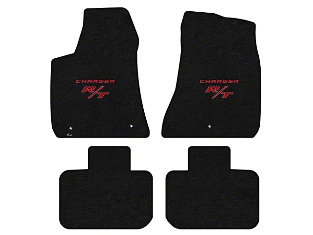 Lloyd Velourtex Front and Rear Floor Mats with Red R/T Logo; Black (11-23 RWD Charger)