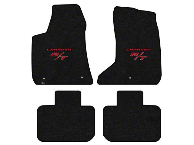 Lloyd Velourtex Front and Rear Floor Mats with Red R/T Logo; Black (11-23 AWD Charger)