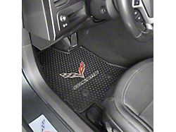 Lloyd All-Season Rubber Front Floor Mats with Crossed Flags Logo; Black (14-19 Corvette C7)