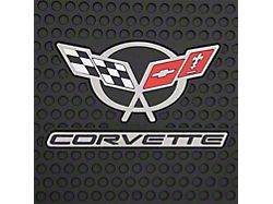 Lloyd All-Season Rubber Front Floor Mats with Crossed Flags Logo; Black (97-04 Corvette C5)