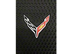 Lloyd All-Season Rubber Front Floor Mats with Crossed Flags Logo; Black (20-26 Corvette C8)