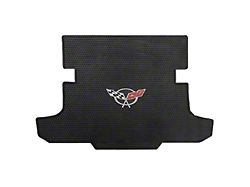Lloyd All-Season Rubber Front and Trunk Floor Mats with Crossed Flags Logo; Black (97-04 Corvette C5 Coupe)
