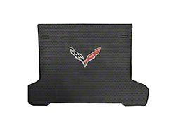 Lloyd All-Season Rubber Trunk Mat with Crossed Flags Logo; Black (14-19 Corvette C7 Coupe)