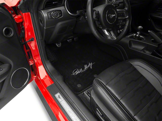 Lloyd Front and Rear Floor Mats with Carroll Shelby Signature; Black (15-23 Mustang)