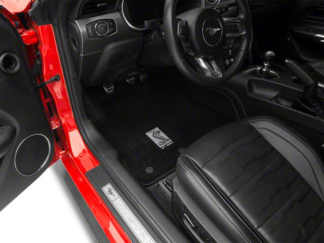 Lloyd Front and Rear Floor Mats with Shelby GT350 Snake Logo; Black (15-23 Mustang)