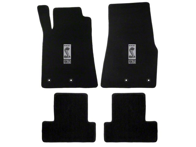 Lloyd Front and Rear Floor Mats with Shelby GT350 Logo; Black (13-14 Mustang)