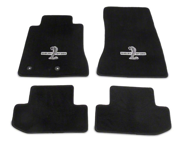 Lloyd Front and Rear Floor Mats with Shelby GT350 Logo; Black (15-23 Mustang)