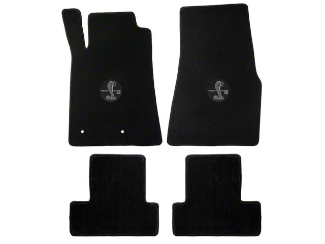 Lloyd Front and Rear Floor Mats with Shelby GT500 Circle Logo; Black (05-10 Mustang)