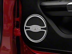 SpeedForm Lower Door Speaker Trim with 5.0 Logo; Brushed (15-23 Mustang GT)