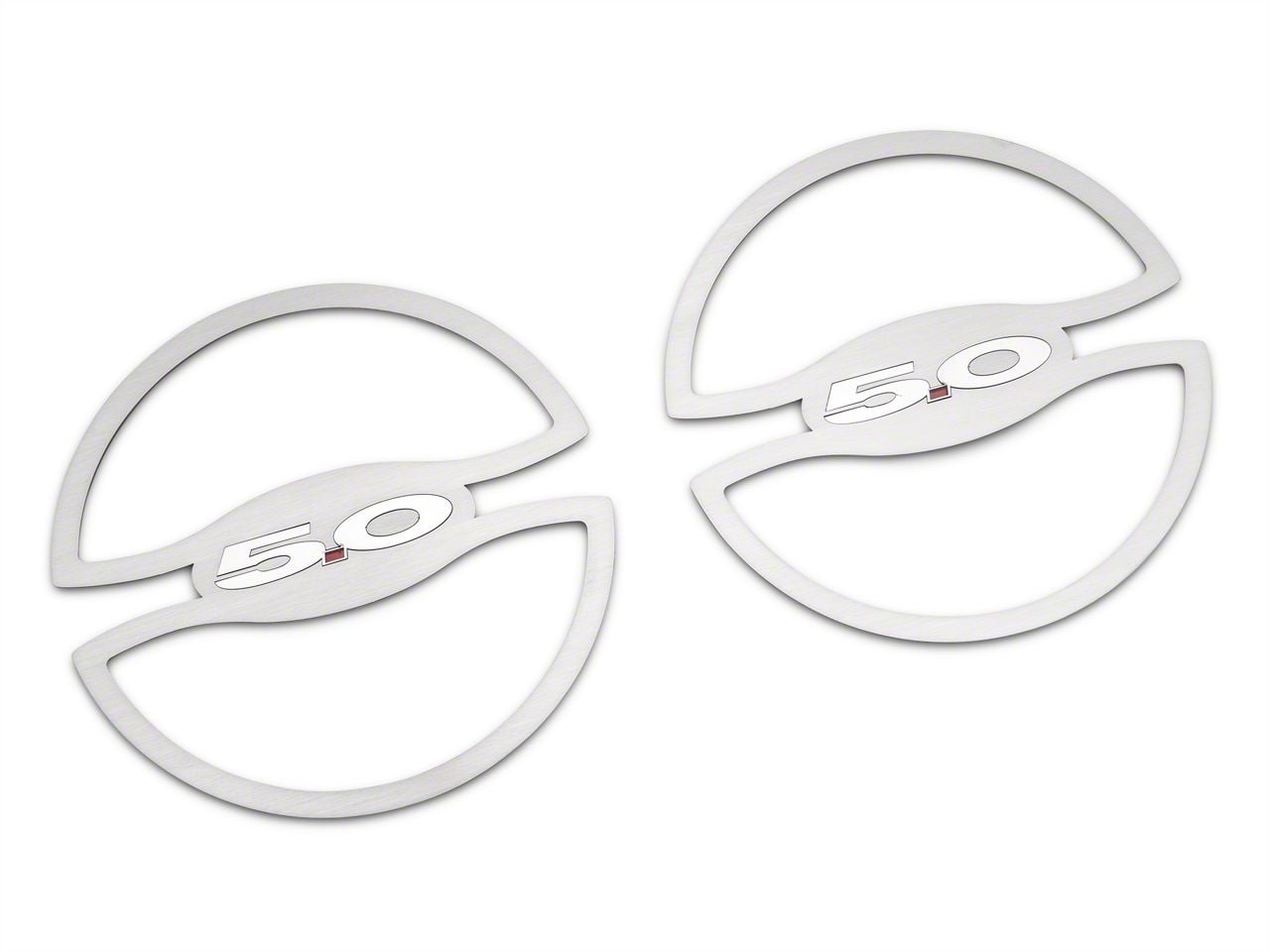 Store Brand Lower Door Speaker Trim with 5.0 Logo; Brushed 390902