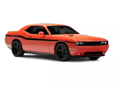 Officially Licensed MOPAR Lowerbelt Line Stripes with Challenger Block Logo; Gloss Black (08-13 Challenger)