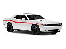 Mopar Licensed by SEC10 Lowerbelt Line Stripes with Challenger Block Logo; Red (08-13 Challenger)