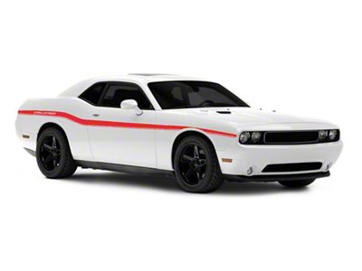 Mopar Licensed by SEC10 Lowerbelt Line Stripes with Challenger Block Logo; Red (08-13 Challenger)