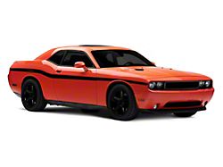 Mopar Licensed by SEC10 Lowerbelt Line Stripes with Challenger Script Logo; Gloss Black (08-13 Challenger)