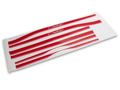 Mopar Licensed by SEC10 Lowerbelt Line Stripes with Challenger Script Logo; Red (08-13 Challenger)