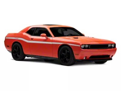 Mopar Licensed by SEC10 Lowerbelt Line Stripes with Challenger Script Logo; Silver (08-13 Challenger)