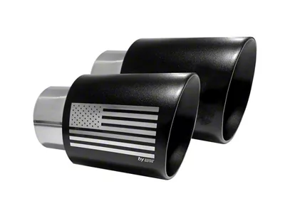 LTH Patriot Series Exhaust Tips for TruDual Mufflers; 4-Inch; Black (Fits 3-Inch Tailpipe)