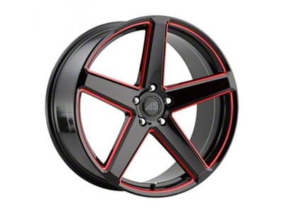 MACH Forged MF.15 Glossy Black with Red Milled Accents Wheel; Rear Only; 20x10.5 (08-23 RWD Challenger, Excluding Widebody)
