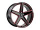 MACH Forged MF.15 Glossy Black with Red Milled Accents Wheel; Rear Only; 20x10.5 (17-23 AWD Challenger)