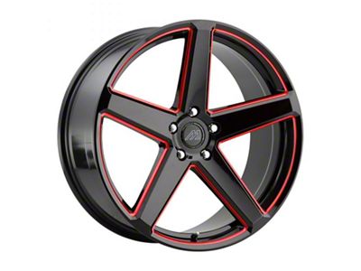MACH Forged MF.15 Glossy Black with Red Milled Accents Wheel; 20x9; 35mm Offset (17-23 AWD Challenger)