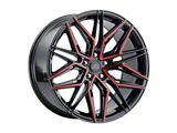 MACH Forged MF.6 Glossy Black with Red Face Wheel; 20x8.5; 35mm Offset (17-23 AWD Challenger)